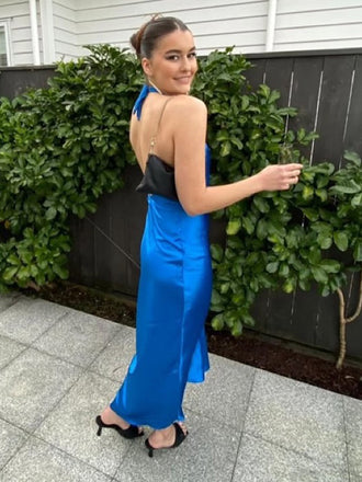 Cute Halter Mermaid Sleeveless Popular Maxi Long Party Prom Dresses, FM633