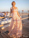 Elegant Pink A-line Scoop Butterfly Lace Popular Maxi&nbsp;Long Evening Gowns, Formal, Birthday Party, FM456