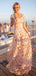 Elegant Pink A-line Scoop Butterfly Lace Popular Maxi&nbsp;Long Evening Gowns, Formal, Birthday Party, FM456