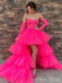 Sexy Pink A-Line Sweetheart High-Low Popular Maxi Long Evening Gowns, Formal, Birthday Party, FM471