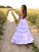 Elegant Lilac A-Line One Shoulder Side Slit Pleats Maxi Long Party Prom Gowns,Evening Dresses,FM40