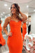 Unique Orange Mermaid Sweetheart Spaghetti Straps Beading Maxi Long Party Prom Gowns,Evening Dresses,FM39