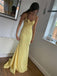 Sexy Yellow Mermaid Spaghetti Strap Popular Maxi Long Evening Gowns, Formal, Birthday Party, FM464