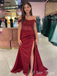 Sexy Red&nbsp;Mermaid Off-Shoulder Side Slit Popular Maxi Long Evening Gowns, Formal, Birthday Party, FM470