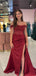 Sexy Red&nbsp;Mermaid Off-Shoulder Side Slit Popular Maxi Long Evening Gowns, Formal, Birthday Party, FM470