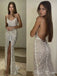 Sexy White Mermaid Spaghetti Strap Side Slit Popular Maxi&nbsp;Long Evening Gowns, Formal, Birthday Party, FM465