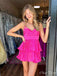 Unique Pink Spaghetti Straps Sleeveless Popular Short Homecoming Prom Dress, CPH210