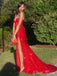 Sexy Red Mermaid Sweetheart Side Slit Criss-Cross Long Evening Gowns, Formal Evening Gowns, Birthday Party, FM401