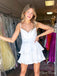 Elegant White Spaghetti Straps V Neck Sleeveless Popular Short Homecoming Prom Dress, CPH211