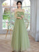 Elegant Green A-Line Sweetheart Spaghetti Straps Off Shoulder Lace Up Maxi Long Party Prom Dresses,Evening Dresses,FM45