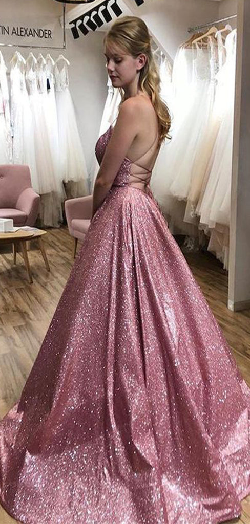 Elegant Pink A-Line Sweetheart Long Evening Gowns, Formal Evening Gowns, Birthday Party, FM400