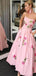 Beautiful Pink A-Line Strapless Flower Long Evening Gowns, Formal Evening Gowns, Birthday Party, FM404