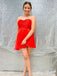 Elegant Red A-Line Strapless Short Sleeve Pleats Popular Short Homecoming Prom Dress, CPH264