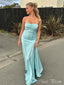 Sexy Baby Blue Mermaid Strapless Side Slit Popular Maxi Long Evening Gowns, Formal, Birthday Party, FM473