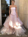 Elegant Pink A-Line Strapless Popular Long Evening Gowns, Formal Evening Gowns, Birthday Party, FM410