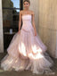 Elegant Pink A-Line Strapless Popular Long Evening Gowns, Formal Evening Gowns, Birthday Party, FM410