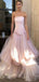 Elegant Pink A-Line Strapless Popular Long Evening Gowns, Formal Evening Gowns, Birthday Party, FM410