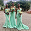 Unique Fresh Green Mermaid Popular Cheap Long Wedding Party Bridesmaid Dresses Online,CP52