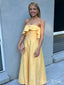 Elegant Yellow A-Line Strapless Popular Maxi Long Evening Gowns, Formal, Birthday Party, FM483