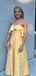 Elegant Yellow A-Line Strapless Popular Maxi Long Evening Gowns, Formal, Birthday Party, FM483