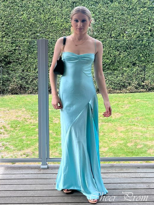 Elegant Baby Blue Mermaid Spaghetti Strap Popular Maxi&nbsp;Long Evening Gowns, Formal, Birthday Party, FM478