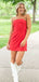 Simple Red Strapless Sleeveless Popular Short Homecoming Prom Dress, CPH220