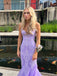 Elegant Purple Mermaid Spaghetti Straps Sleeveless Lace Maxi Long Party Prom Dresses, Evening Gowns, FM351