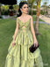 Unique Green A-Line Strapless Popular Maxi Long Evening Gowns, Formal, Birthday Party, FM485