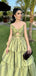 Unique Green A-Line Strapless Popular Maxi Long Evening Gowns, Formal, Birthday Party, FM485