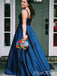 Elegant Blue A-Line Spaghetti Strap Popular Maxi&nbsp;Long Evening Gowns, Formal, Birthday Party, FM489