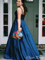 Elegant Blue A-Line Spaghetti Strap Popular Maxi Long Evening Gowns, Formal, Birthday Party, FM489