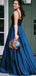 Elegant Blue A-Line Spaghetti Strap Popular Maxi&nbsp;Long Evening Gowns, Formal, Birthday Party, FM489