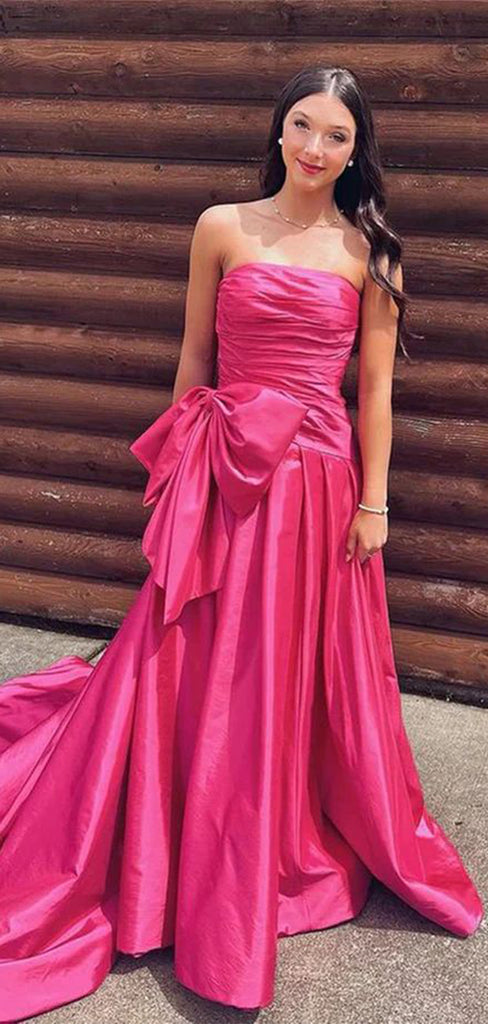 Elegant Pink A-Line Strapless Popular Maxi Long Evening Gowns, Formal Evening Gowns, Birthday Party, FM412