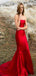 Simple Red Mermaid Strapless Sleeveless With Trailing Long Maxi Party Prom Dresses,Evening Gowns,FM55