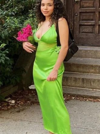 Sexy Lime Green Mermaid Spaghetti Strap Popular Maxi Long Evening Gowns, Formal, Birthday Party, FM484