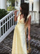 Elegant Yellow A-Line V-Neck Popular Maxi&nbsp;Long Evening Gowns, Formal Evening Gowns, Birthday Party, FM414