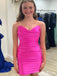 Sexy Pink Mermaid Sweetheart Pleats Sleeveless Short Sleeve Pleats Popular Short Homecoming Prom Dress, CPH273