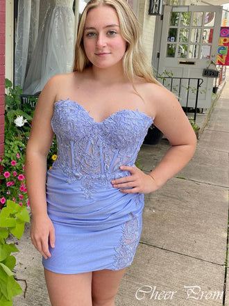 Sexy Mermaid Sweetheart Lace Long Sleeve Pleats Short Sleeve Pleats Popular Short Homecoming Prom Dress, CPH272