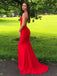 Sexy Red Mermaid Halter Sleeveless Maxi Long Party Prom Dresses,Evening Gowns,FM57