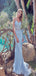 Elegant Blue Mermaid V Neck Applique Sequins Long Party Prom Dresses,Evening Gowns,FM05