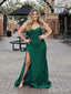 Sexy Emerald Mermaid Spaghetti Straps V Neck Side Slit Maxi Long Party Prom Dresses,Evening Gowns,FM61