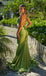 Gorgeous Green Mermaid V Neck Halter Maxi Long Party Prom Dresses,Evening Gowns,FM62