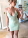 Charming Green Spaghetti Straps V Neck Sleeveless Popular Short Homecoming Prom Dress, CPH231