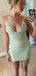 Charming Green Spaghetti Straps V Neck Sleeveless Popular Short Homecoming Prom Dress, CPH231