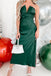 Unique Emerald Green Mermaid V Neck Side Slit Maxi Party Prom Dresses,Evening Gowns,FM63