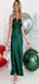 Unique Emerald Green Mermaid V Neck Side Slit Maxi Party Prom Dresses,Evening Gowns,FM63