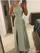 Elegant Green A-Line Cross Strap Side Slit Popular Maxi Long Party Prom Dresses,Evening Dress Online, FM504