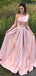 Elegant Pink A-Line One-Shoulder Popular Maxi Long Party Prom Dresses,Evening Dress Online, FM505