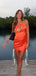 Gorgeous Orange One-Shoulder Tight Sleeveless Short Sleeve Popular Short Homecoming Prom Dress, CPH276