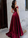 Elegant Red A-Line Off-Shoulder Popular Maxi Long Party Prom Dresses,Evening Dress Online, FM503